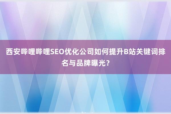 西安哔哩哔哩SEO优化公司如何提升B站关键词排名与品牌曝光？