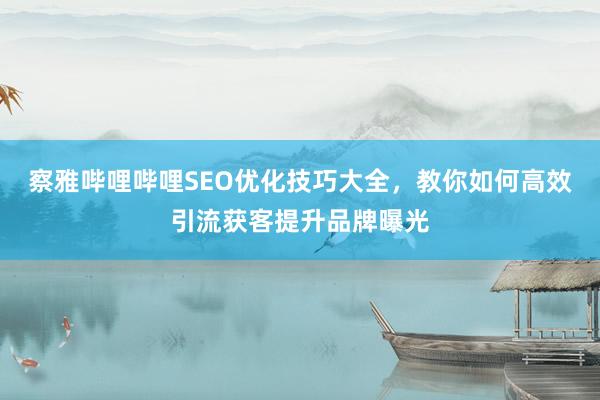 察雅哔哩哔哩SEO优化技巧大全，教你如何高效引流获客提升品牌曝光
